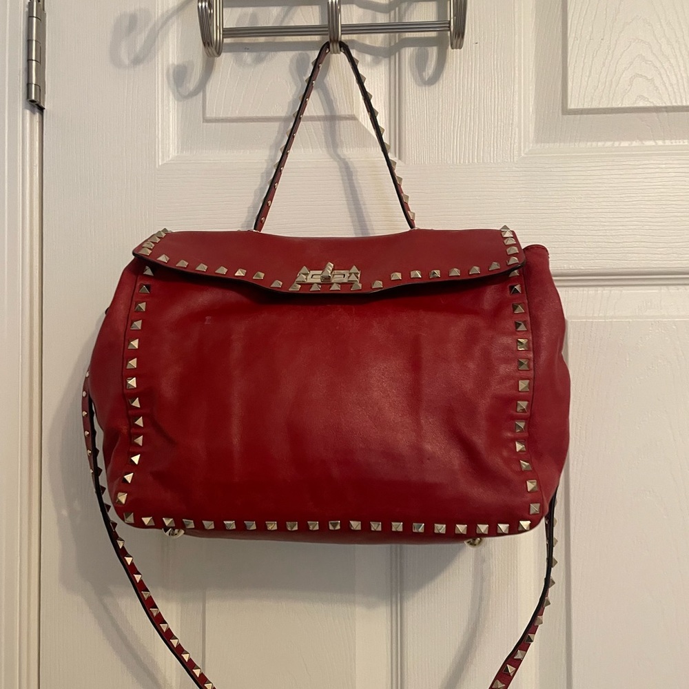 Valentino Red Stud handle shoulder bag